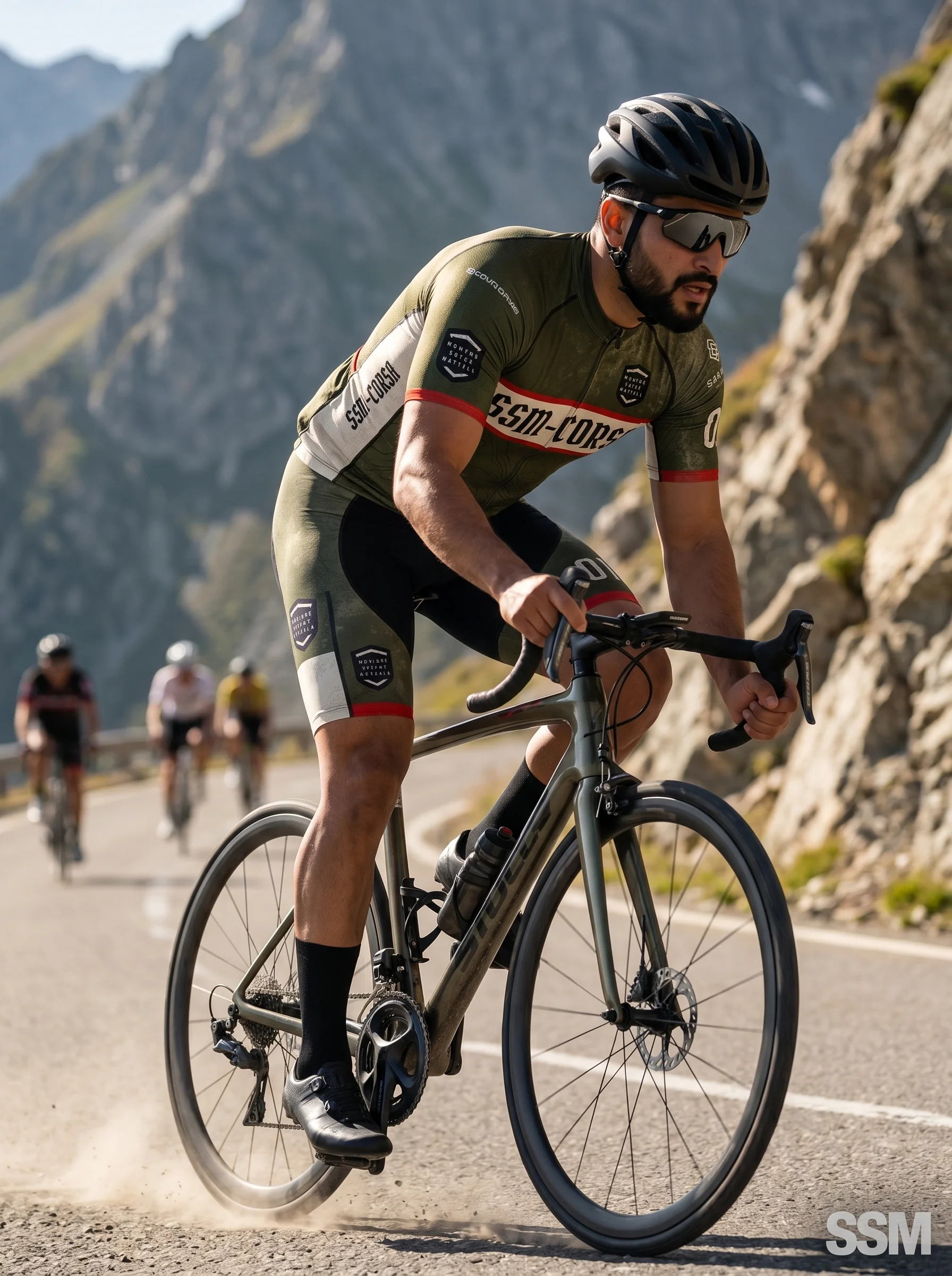 Custom OEM Men's Pro Aero Cycling Kit 140GSM Aero Poly Sublimated Racing Jersey and 220GSM Lycra Bib Short Set manufacturing detail 5