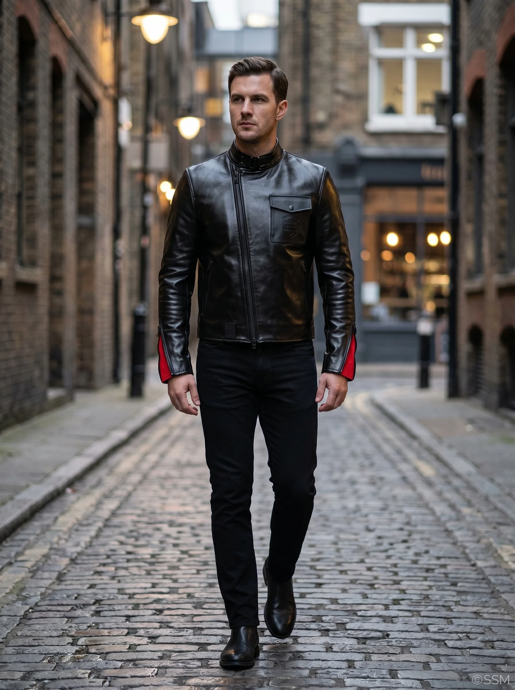 OEM Custom 1.0mm Horsehide Leather Cafe Racer Jacket Detachable Cargo Pocket Asymmetrical Techwear Biker Jacket Men manufacturing detail 5