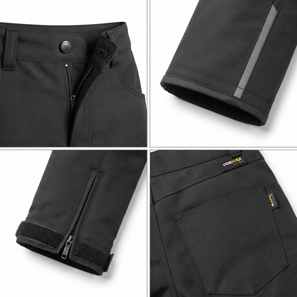 Premium Cordura Textile Motorcycle Riding Pants Waterproof Adventure Touring Motorbike Trousers Men OEM Custom Xelent Huntgear manufacturing detail 4
