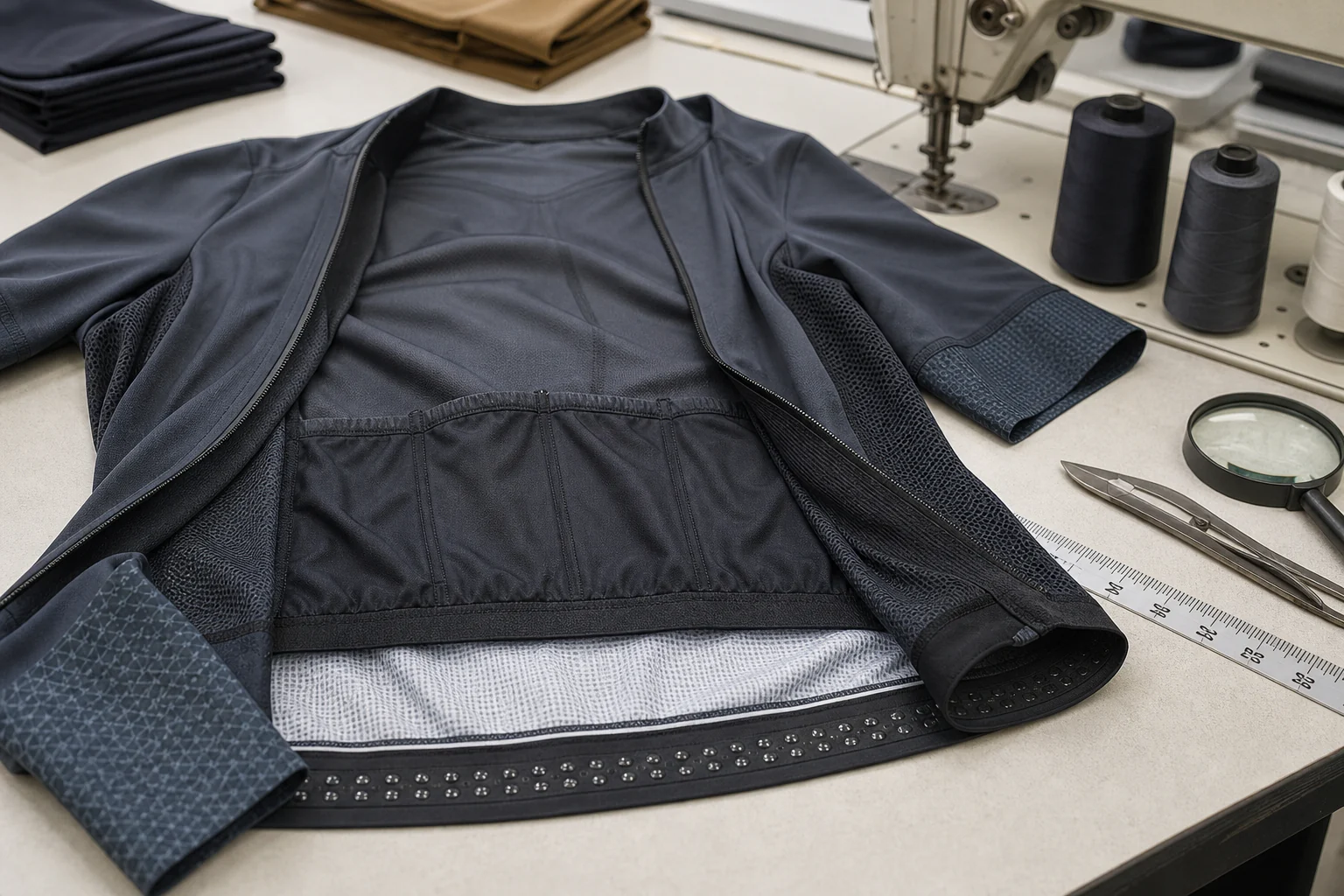 Zippers, Grippers, and Pockets for Cycling Jersey Construction